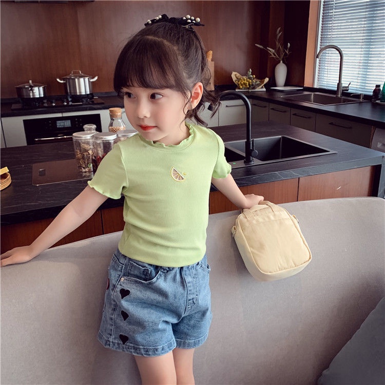 Áo thun tay ngắn phong cách Hàn Quốc thời trang mùa hè 2021 mới cho bé gái
