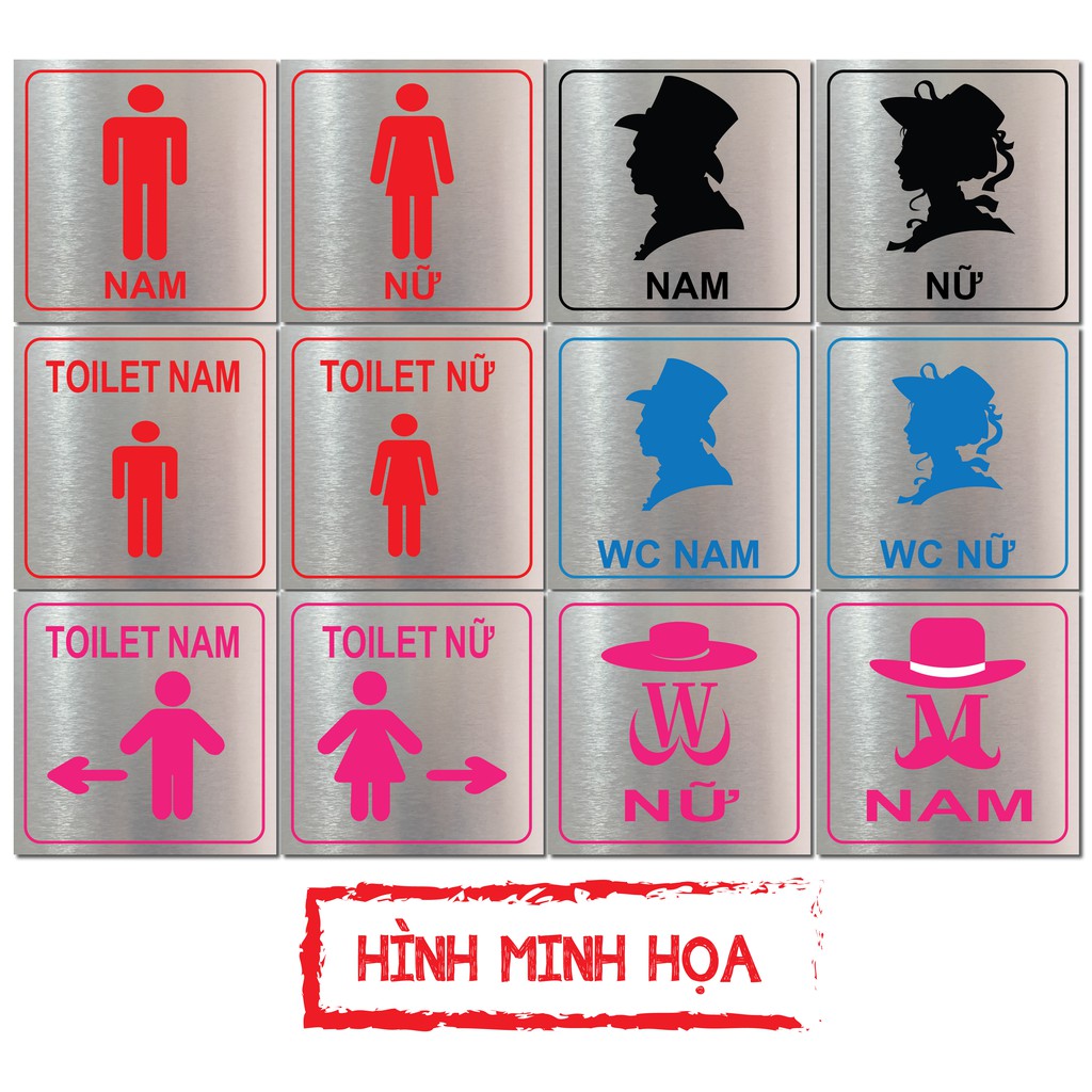 Bảng chỉ dẫn WC, hướng dẫn nhà vệ sinh, toilet nam nữ cho nhà hàng, khách sạn BH-60T