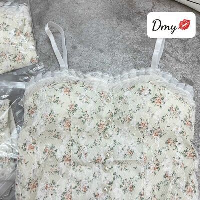 Áo Ren Nữ 2 Dây Hoa - Bèo Khuy Ngọc Sang Trọng - Hàng Quảng Châu