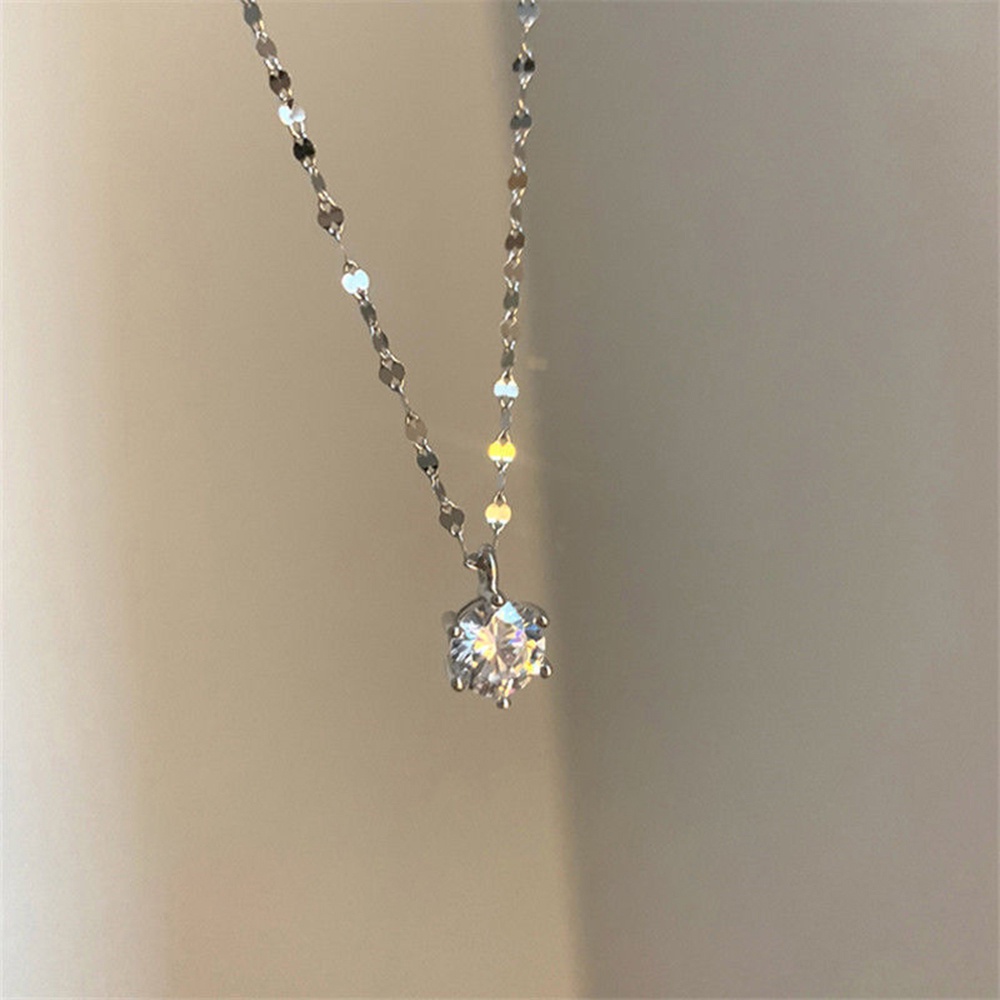 Vòng cổ đính đá zircon lấp lánh đơn giản phong cách Hàn Quốc cho nữ
 Yanqueens Đồ trang sức