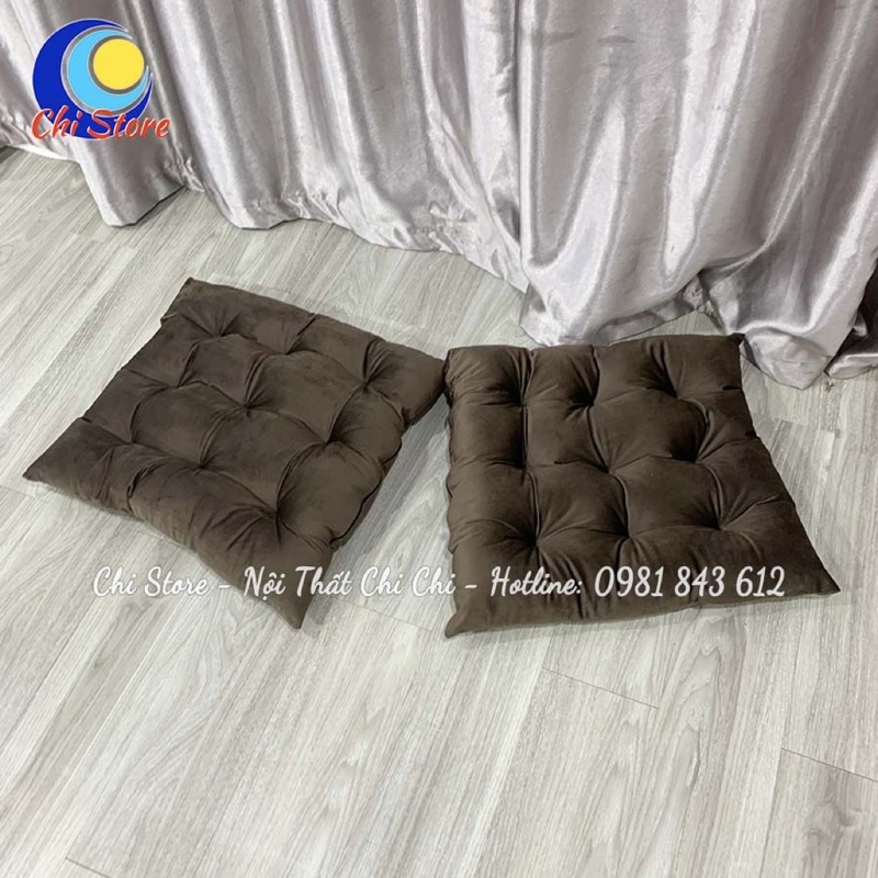 Đệm Ngồi Bệt Vuông 45x45cm, Nệm Ngồi Ghế Vải Nhung Cao Cấp SẴN HÀNG