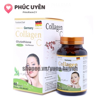 [ Mẫu mới ] Viên uống COLLAGEN +C hỗ trợ làm đẹp da, sáng da, trắng sáng da   - Hộp 60 viên tiêu dùng 30 ngày