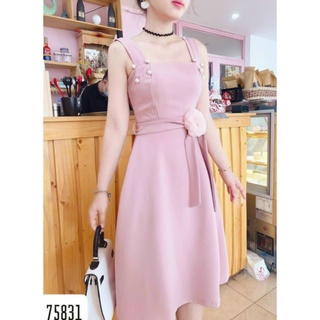 ĐẦM HỒNG PASTEL 2 DÂY CÀI HOA