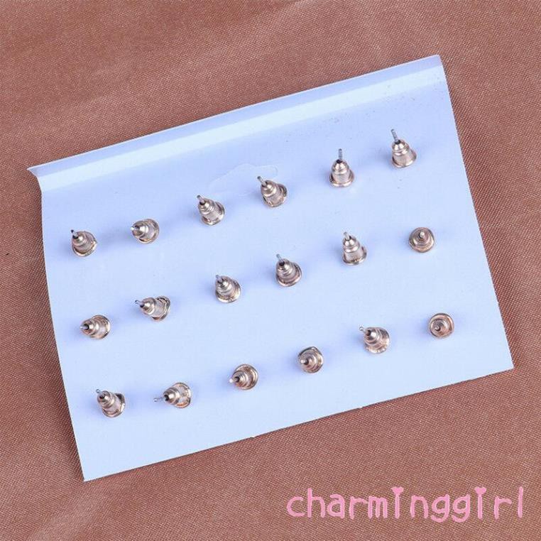 Set 9 đôi bông tai hình bông hoa đính pha trang nhã