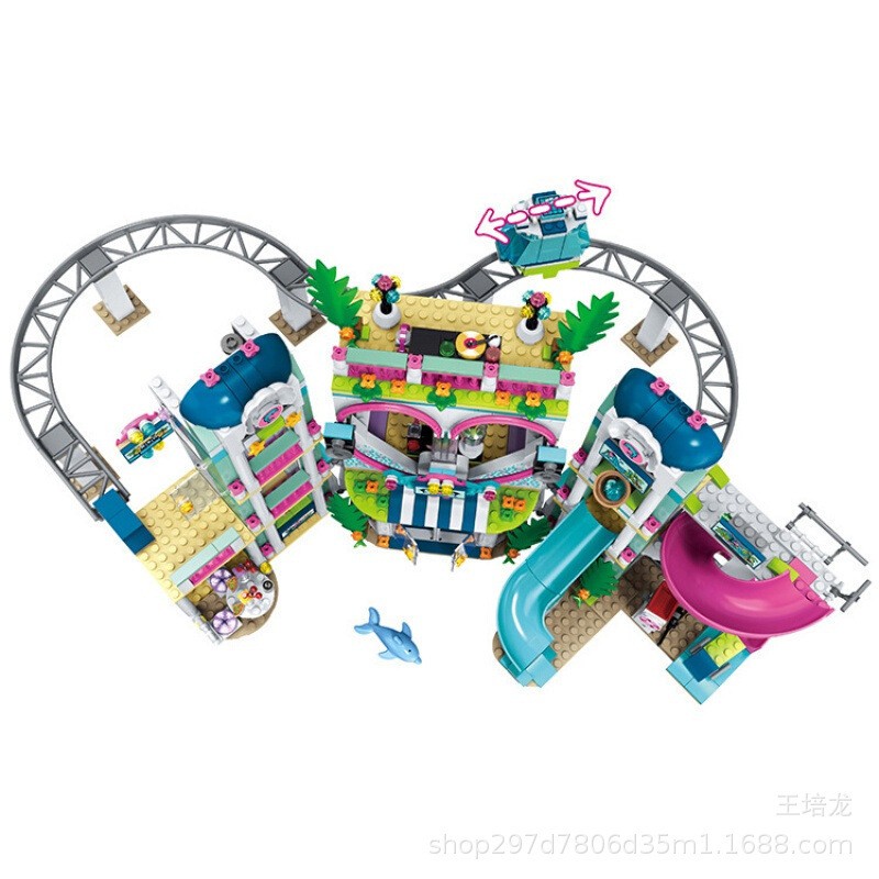 Đồ chơi lắp ráp kiểu lego Mô hình công viên nước Heartlake City Resort Công viên nước model 90003 với 800+ chi tiết