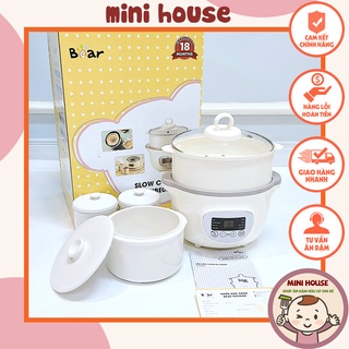 Nồi nấu cháo chậm cho bé bear, hầm cháo chậm, ninh đa năng cho bé_ bear 1.6l_kèm lồng hấp