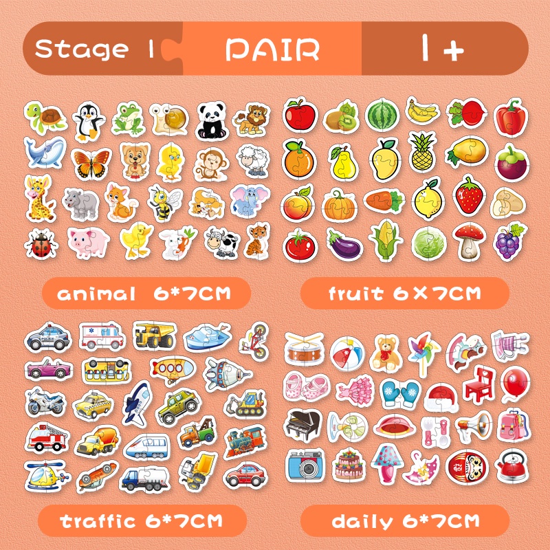 Bộ Xếp Hình Động Vật Trái Cây 4 Loại Dành Cho Trẻ Em 2-3 Tuổi