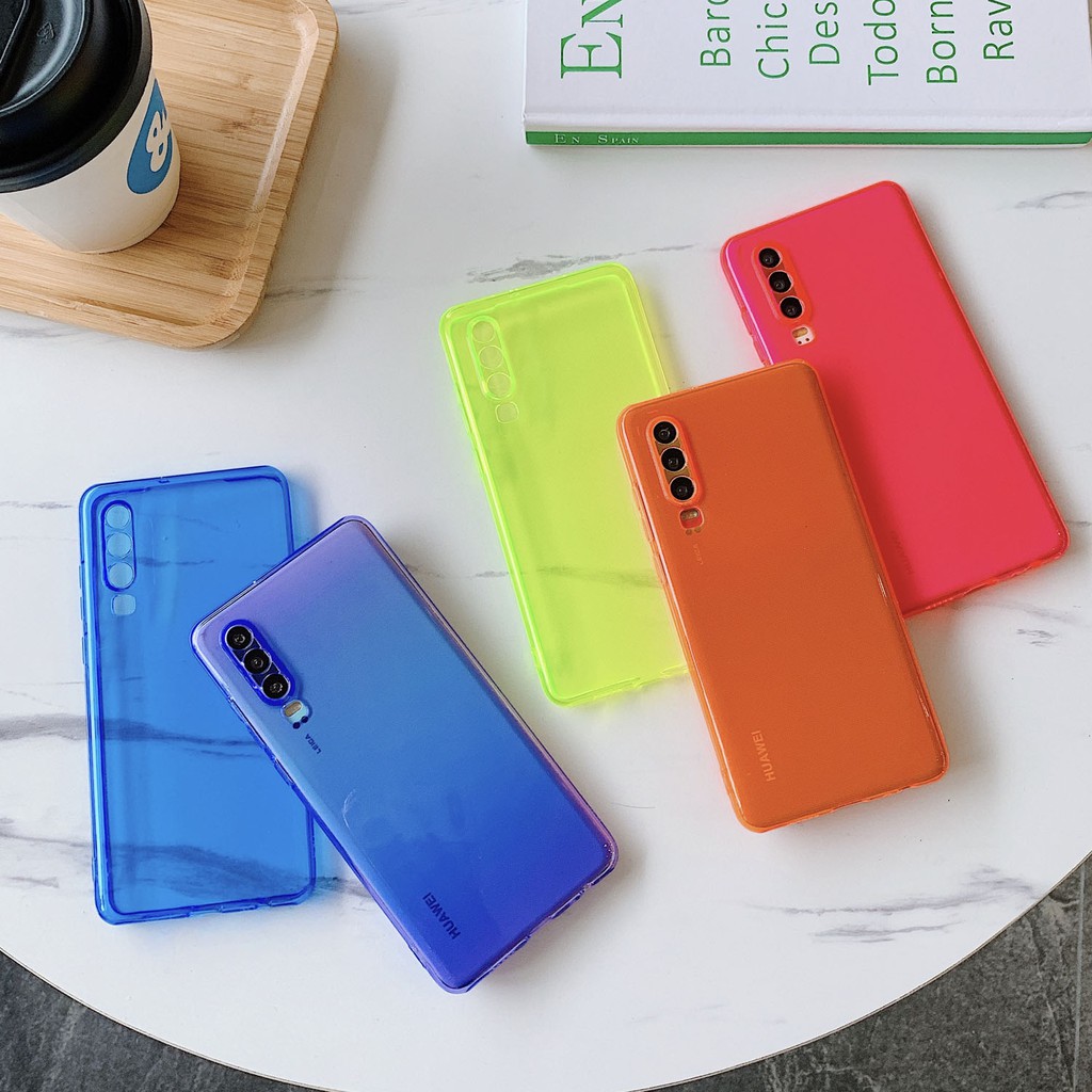 Ốp Điện Thoại Tpu Mềm Trong Suốt Màu Dạ Quang Chống Sốc Cho Huawei Honor 20 30 30s 30 Pro 9x Play 4t Enjoy 9a