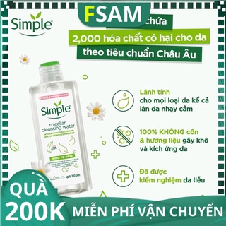 Nước Tẩy Trang Simple Dành Cho Da Nhạy Cảm 200ml FSAM MỸ PHẨM SKINCARE S05