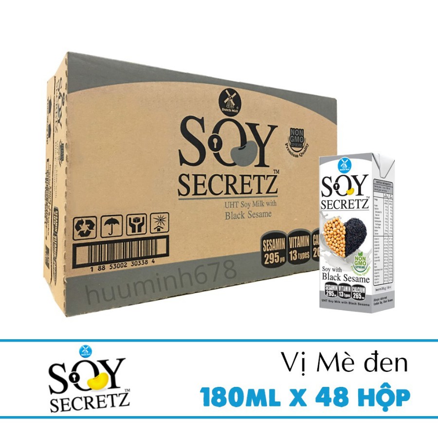 Thùng 48 Hộp Sữa Đậu Nành Mè Đen Soy Secretz Minh Hạnh Nhập Khẩu Từ Thái Thơm Ngon Bổ Dưỡng Hương Vị Độc Đáo Hộp 180ml