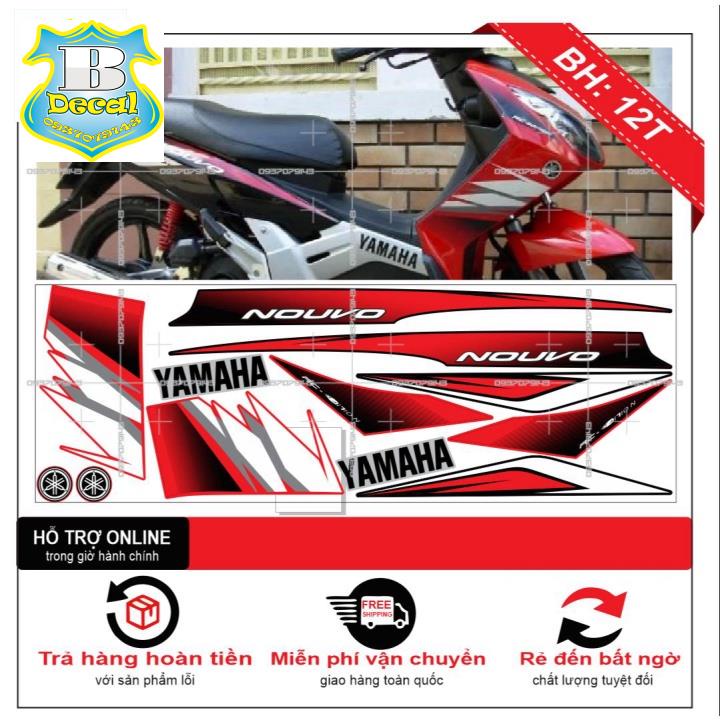 ( Quí khách vui lòng mang ra tiệm cho thợ dán ) Tem NOUVO 2 ĐỎ ĐEN [Bi Decal]