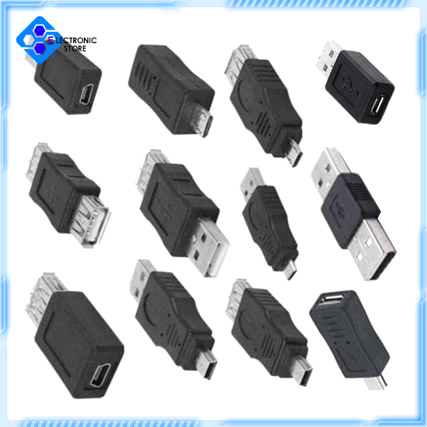 Set 12 Bộ Chuyển Đổi Dữ Liệu Otg Usb 2.0 A Male Sang Female Micro-B