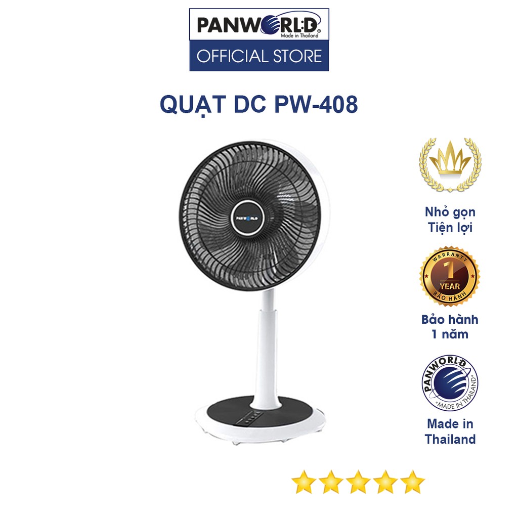 Quạt DC Panworld PW-408 nhập khẩu Thái Lan êm ái, động cơ Inverter