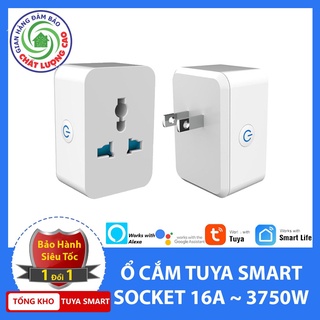 Ổ Cắm Tuya Wifi 15A Có Đo Công Suất Điện Tiêu Thụ, Ổ Cắm Thông Minh Hẹn Giờ Điều Khiển Từ Xa Qua App