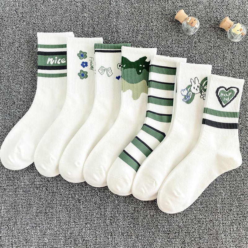 Vớ Dài Trung Bình Màu Trắng Thời Trang Cho Nữ Sinh