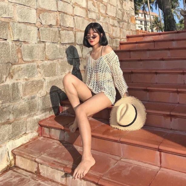 Áo lưới ren khoác ngoài bikini siêu hot