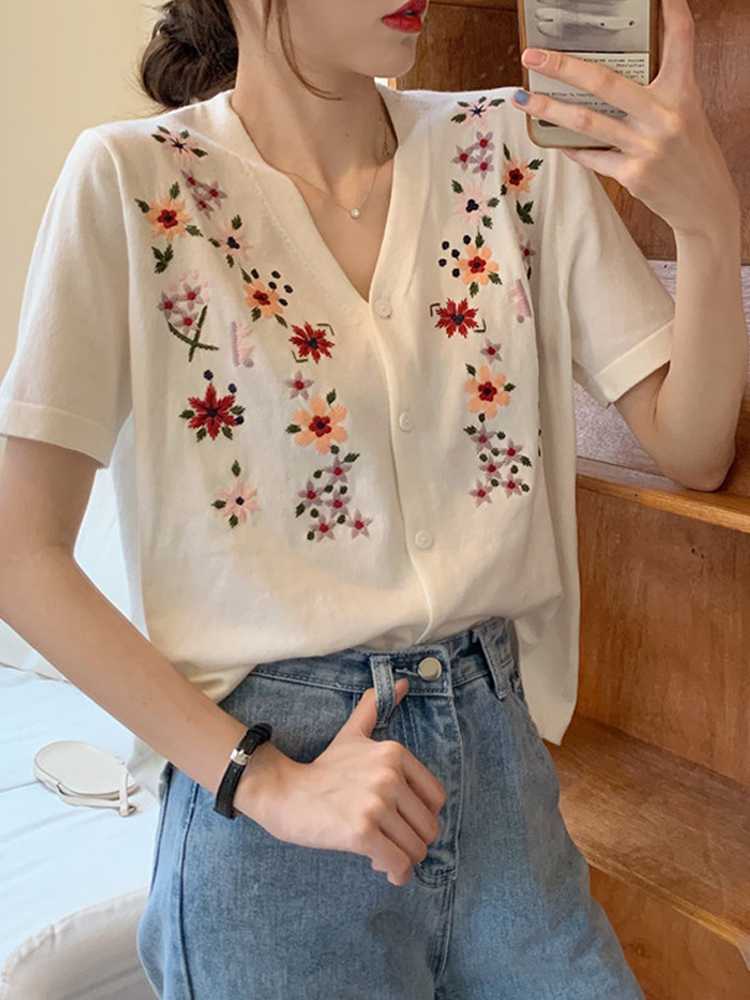 Áo Len Tay Ngắn Dáng Rộng Phong Cách Hàn Quốc N240 | BigBuy360 - bigbuy360.vn