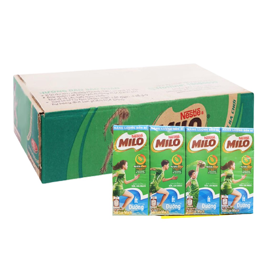 Thùng 48 hộp thức uống lúa mạch ít đường Milo Active Go 180ml