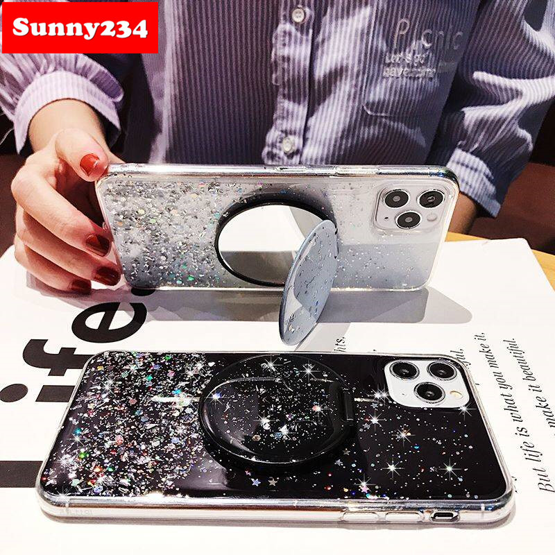 Ốp Điện Thoại Màu Trong Suốt Gắn Gương Làm Giá Đỡ Thời Trang Cho Realme C11 C15