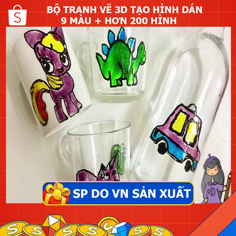 ĐỒ CHƠI TRANH VẼ CHO BÉ 09 MÀU 200 HÌNH TẠO THÀNH HÌNH DÁN THỰC TẾ DÁN BẤT KÝ NƠI ĐÂU