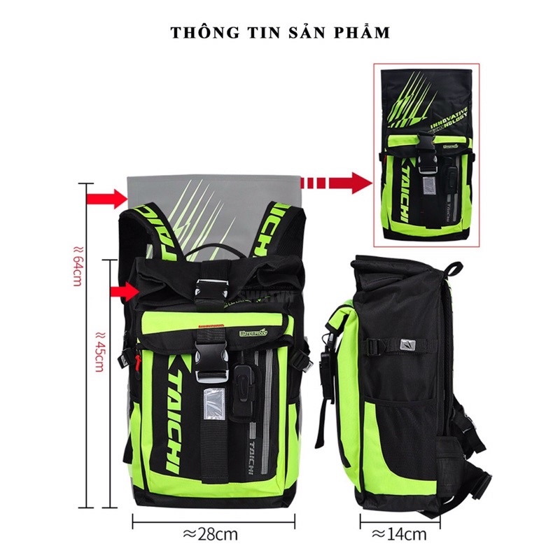 Balo phượt du lịch tachi kèm đèn led phản quang chống nước