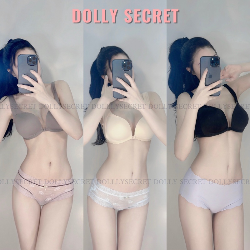 Áo ngực cài trước không gọng thoải mái chất su đúc đệm mỏng nâng ngực dây bản to DOLLY SECRET A22