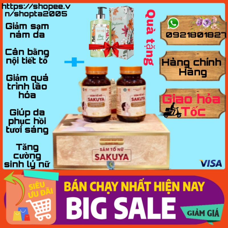 Sâm Tố Nữ Sakuya – nhau thai cừu làm đẹp da, sạch ( tặng ngay 1 sữa tắm Hoa hồng 400ml)