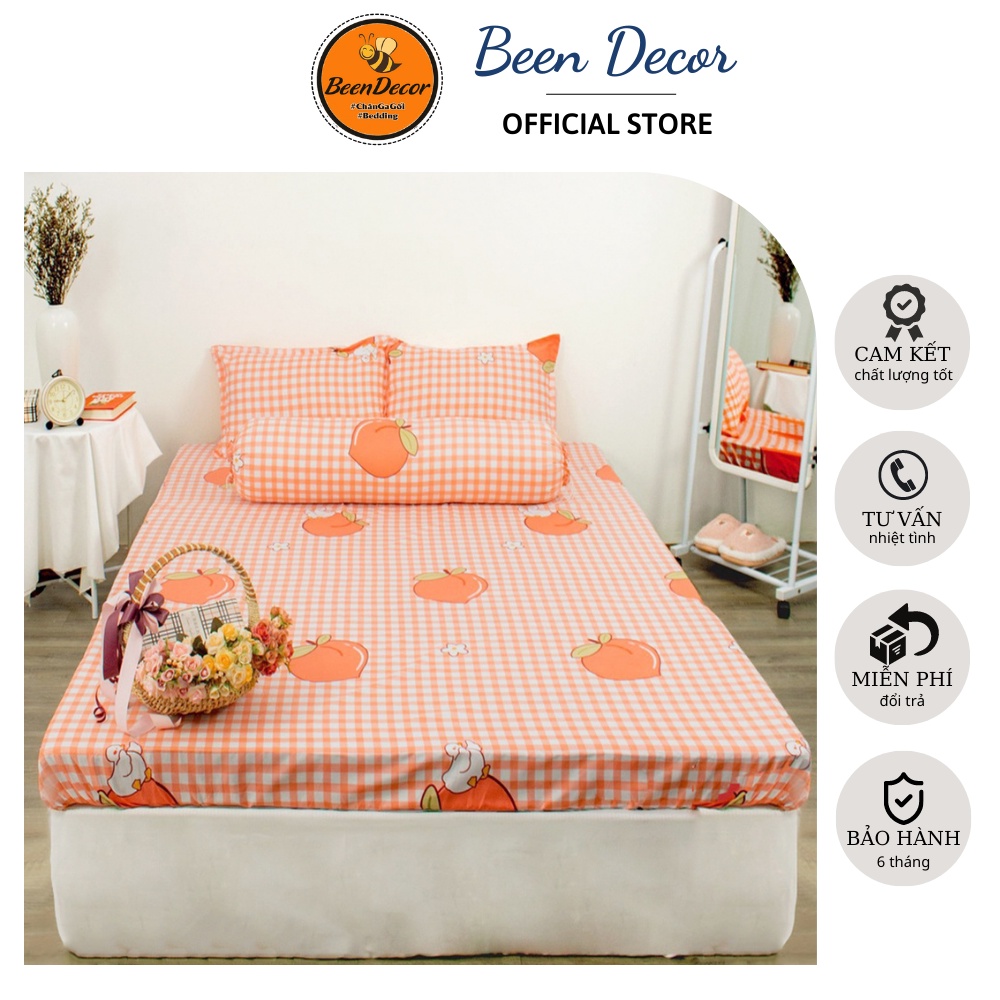 Bộ Ga Gối Poly Ga trải giường | Bộ Drap giường Mẫu Đào Cam  - Been Decor