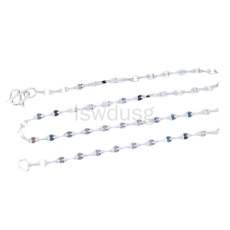 M clasp 【Còn hàng】 100% Bạc 925 Vòng cổ Dây chuyền mỏng 14-24 inch đóng dấu .925 Phụ nữ Món quà trang sức thời trang Hàn Quốc