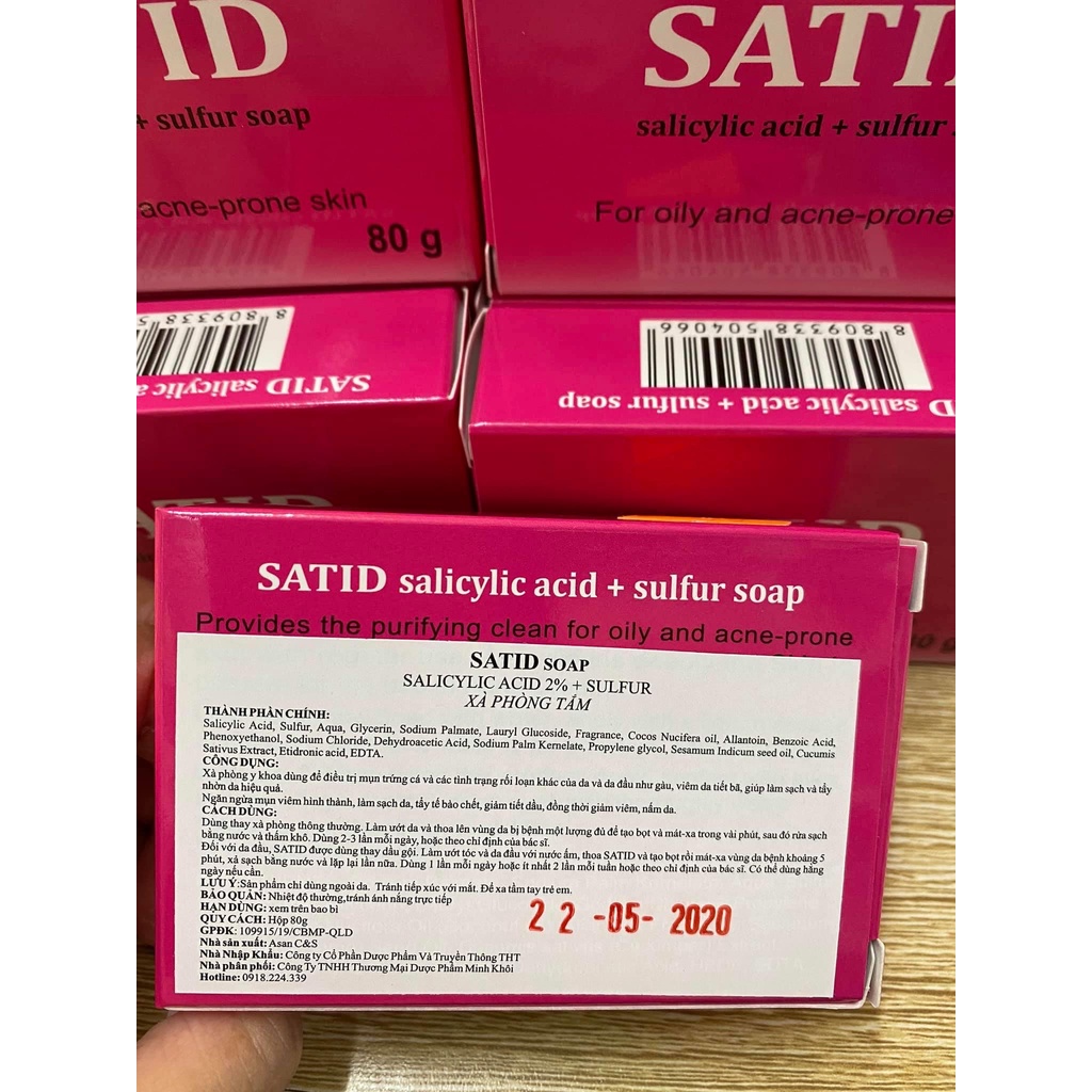 Xà phòng ngừa mụn lưng Satid bánh 80g, giảm thâm, viêm nang lông hiệu quả | BigBuy360 - bigbuy360.vn