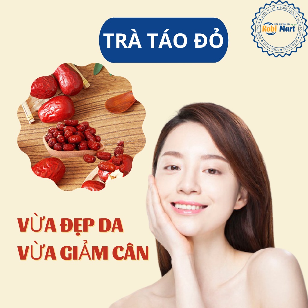 Táo đỏ sấy lạnh Robi Mart gói 20gr - Quả to tròn hàng loại 1 chính hãng