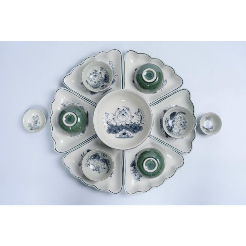 Combo bộ bát đĩa hoa mặt trời sen đồng 18 món