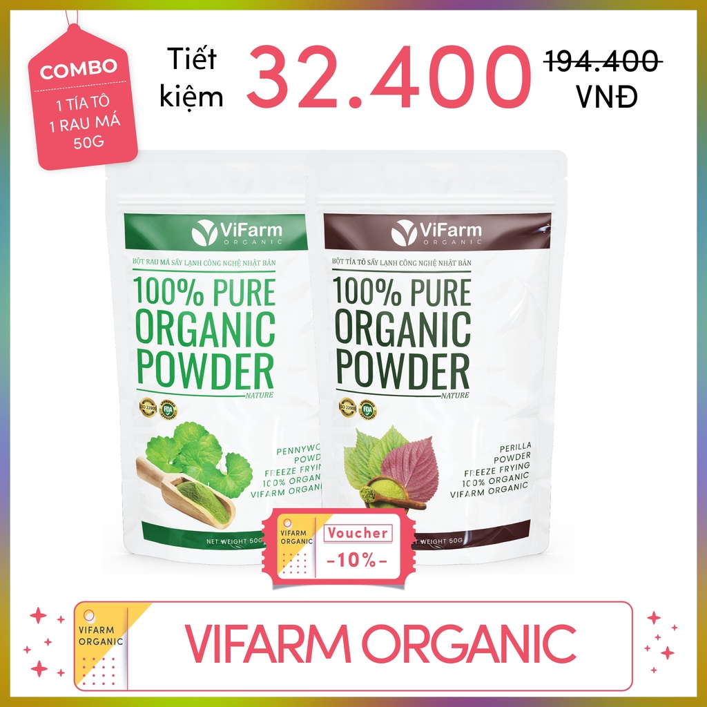 Bột Tía Tô Nguyên Chất ViFarm 50Gram, Bột Tía Tô Sấy Lạnh Hỗ Trợ Giảm Cân, Đẹp Da