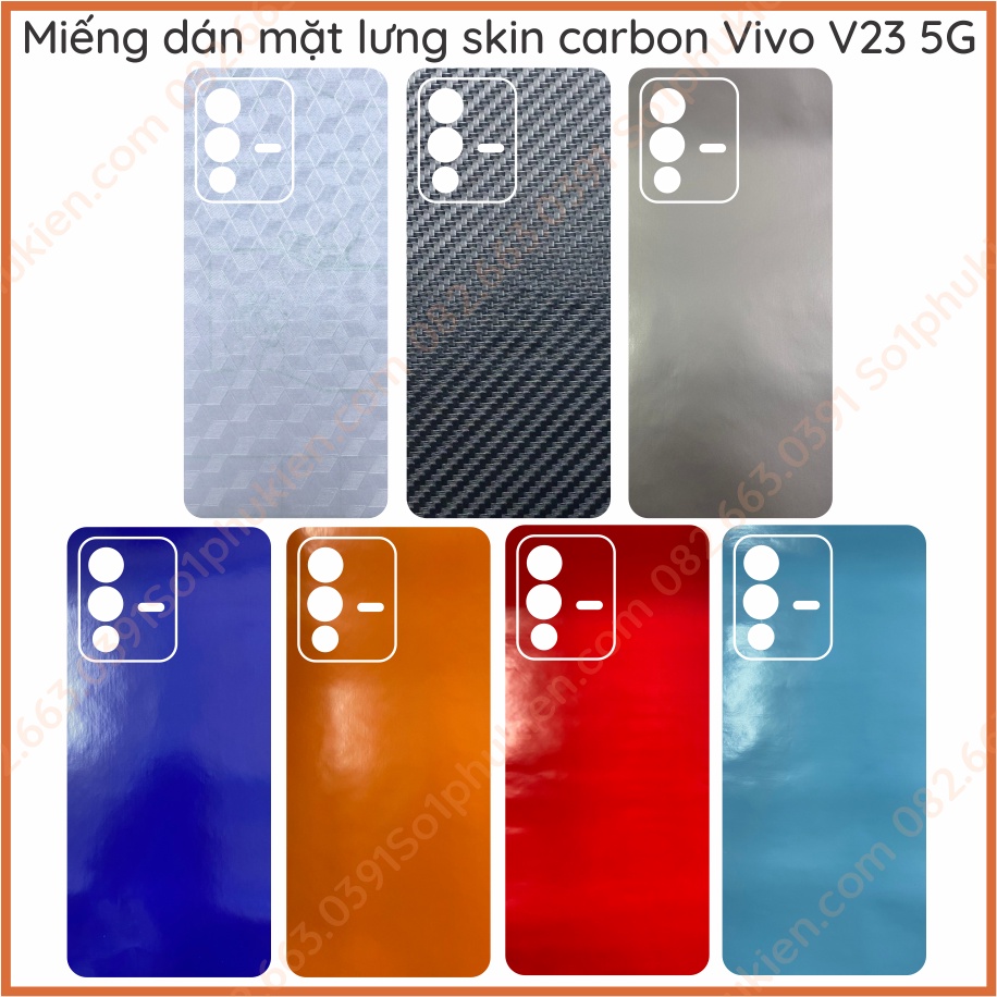 Miếng dán mặt lưng kèm camera skin carbon Vivo v23 5g