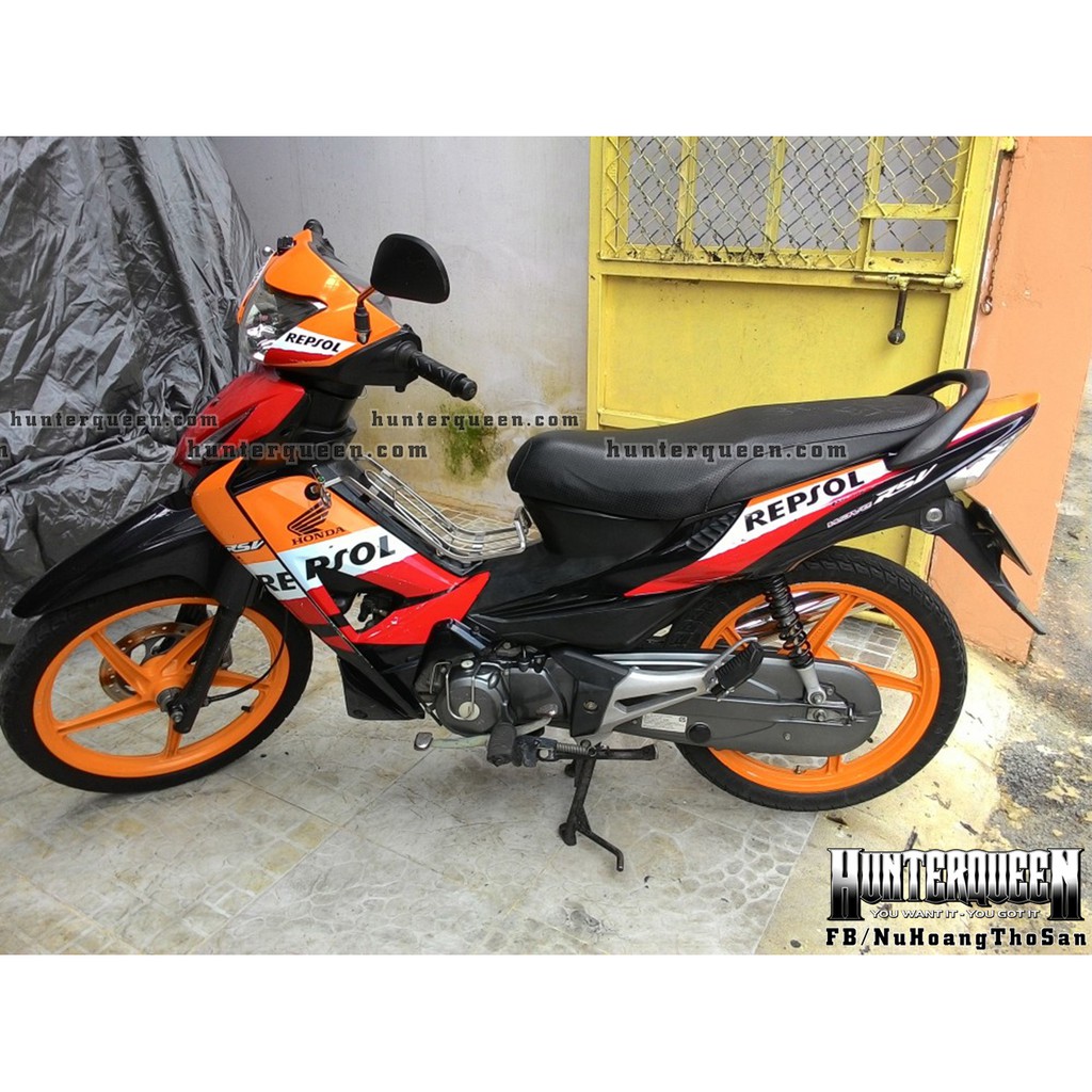 Tem rời dán xe WAVE RSX 2008 màu đen. Chủ đề Repsol zin