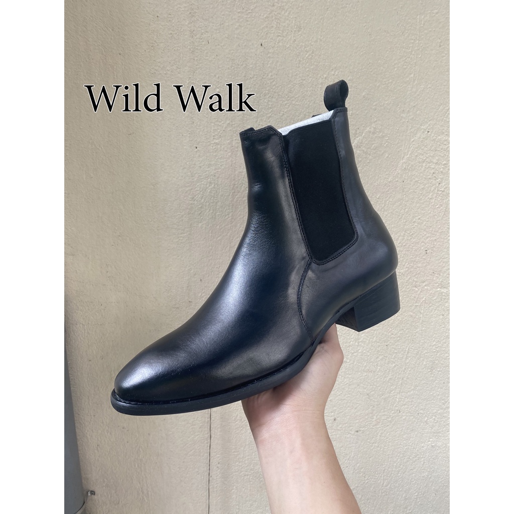 (cao cấp) Heels Chelsea Boots Classic đế gỗ, giày bốt nam