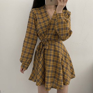[ORDER TAOBAO] VÁY KẺ CARO THẮT DÂY
