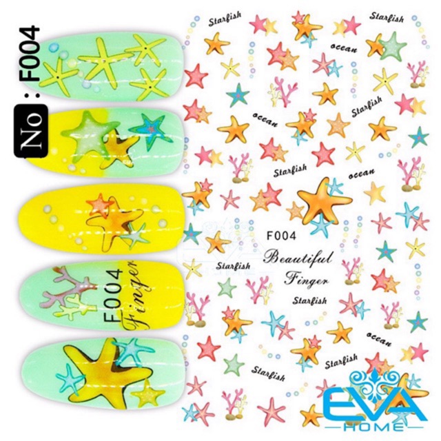 Decal Dán Móng Tay 3D Nail Sticker Tráng Trí Hoạ Tiết Sao Biển Beautyful Starfish F004