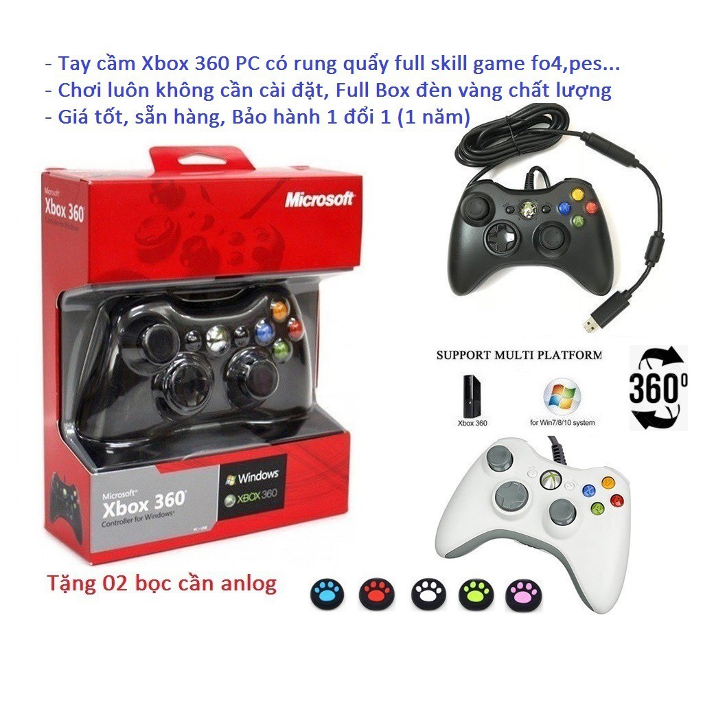 ♥️FreeShip♥️ Tay cầm Chơi Game Microsoft Xbox 360 Full Box Có Rung, Tay Cầm fo4 có dây PC, Laptop full skill all Game | BigBuy360 - bigbuy360.vn