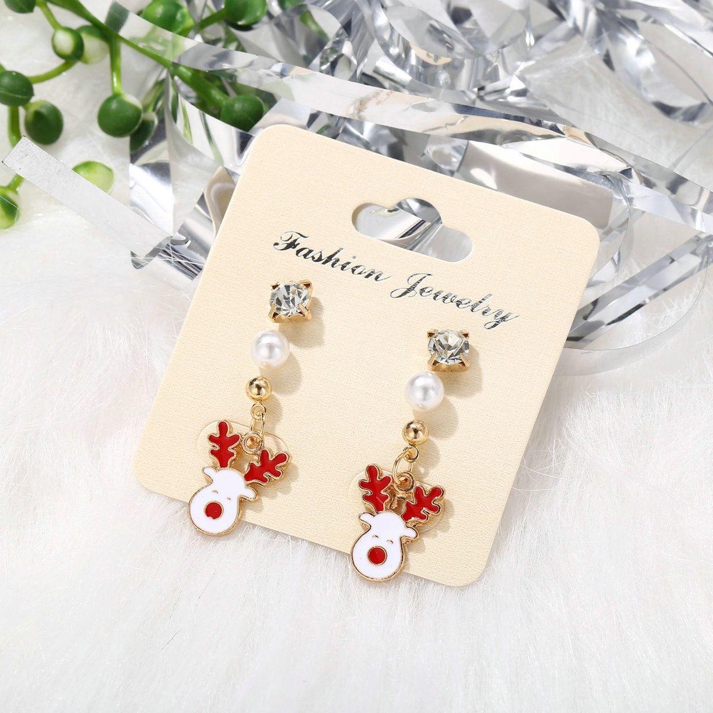 Đôi Khuyên Tai Kim Loại Hình Tuần Lộc Giáng Sinh Thời Trang Cho Nữ|Vòng Đeo Tay Họa Tiết Giáng Sinh
