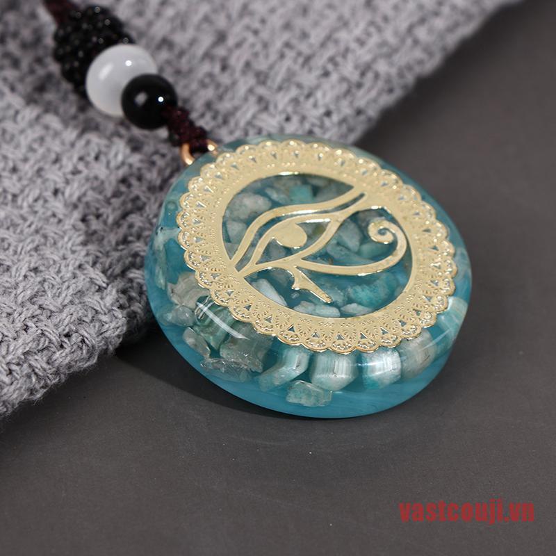 VASTJI 1Pc Orgonite Energy Pendant Orgone Amazonite Necklace Horus Eye All-Seeing Eyes