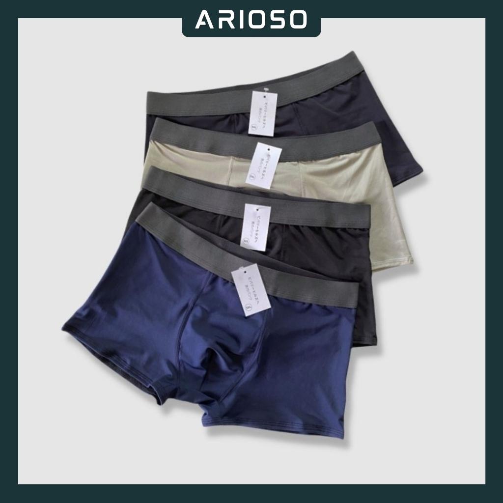 Quần lót nam thun lạnh boxer cao cấp sịp dạng đùi cạp trơn vải kháng khuẩn co giãn 4 chiều ARIOSO QL03