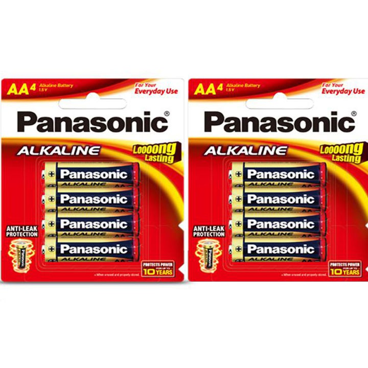 COMBO 2 VỈ PIN AA PANASONIC ALKALINE VỈ 4 VIÊN LR6T 4B