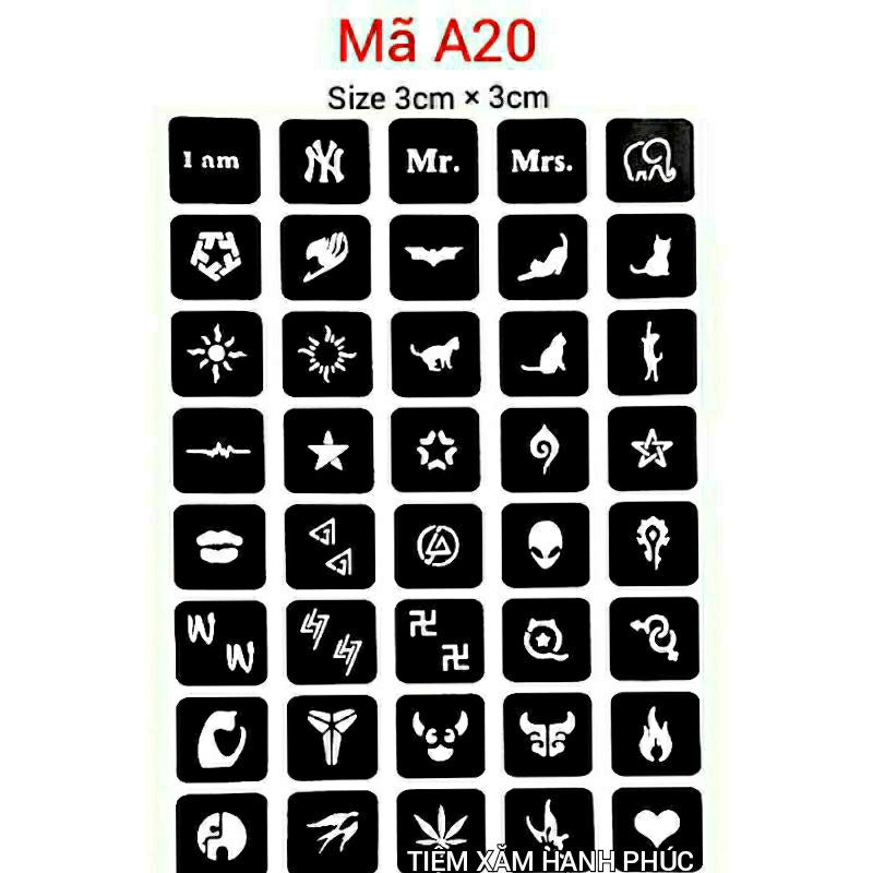 Khuôn xăm nhí chữ Mr, Mrs và các hình siêu đẹp A20