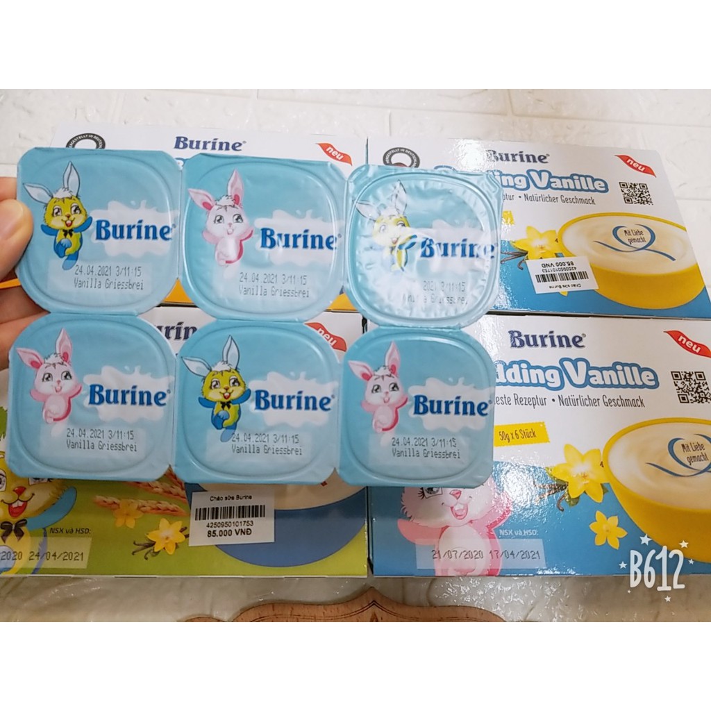 Cháo Sữa Burine Vani Và Bích Quy [1 Lốc 6 Hộp] [6x50g] 300g Date 2/2021