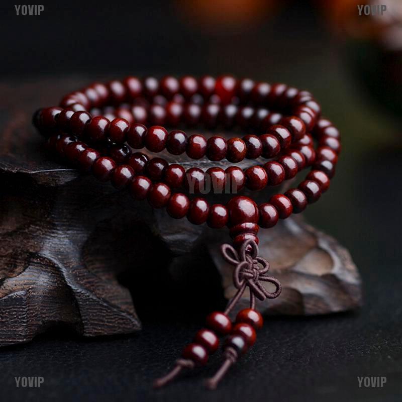 Vòng chuỗi 108 hạt gỗ đàn hương Tây Tạng Phật độc đáo