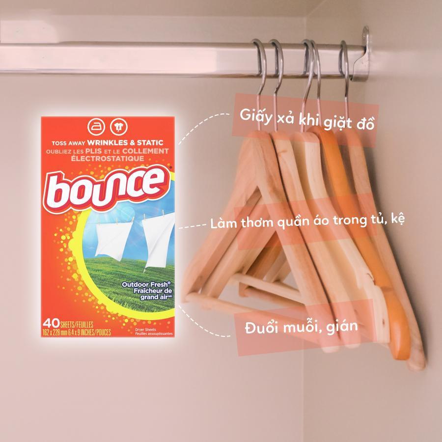 Giấy thơm áo quần Bounce Outdoor Fresh Dryer 160 tờ