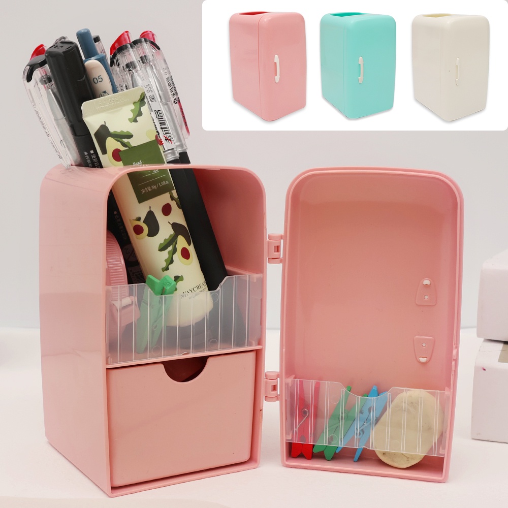 1 hộp đựng bút/ cọ trang điểm mini đa năng họa tiết hoạt hình sáng tạo