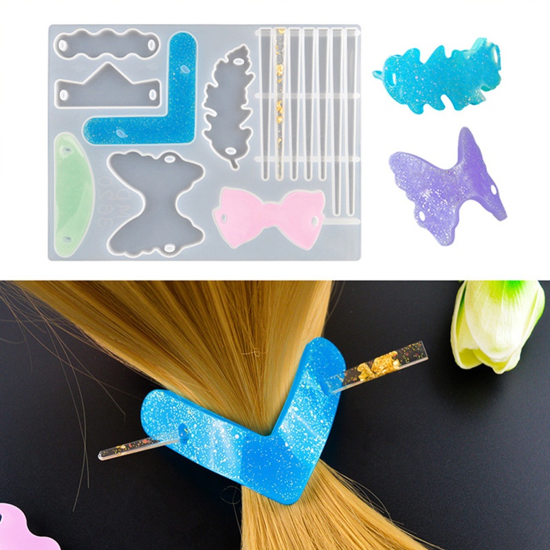 Khuôn Silicone Làm Kẹp Tóc Bằng Resin Epoxy DIY Cho Nữ