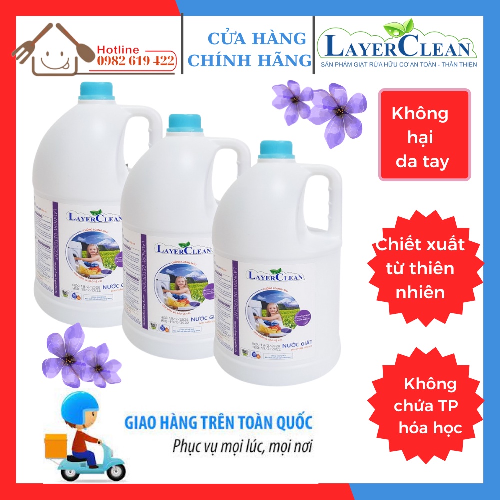 Nước giặt hữu cơ Layer Clean hương Gió biển 5L - Mùi hương dịu nhẹ, an toàn